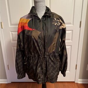 FARM Rio Black Multicolor Windbreaker Parka style jacket